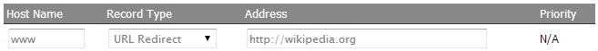 DNS management URL redirect