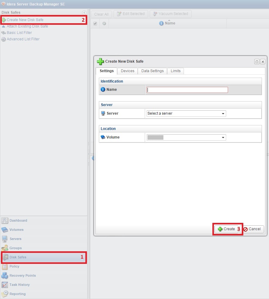 R1Soft_3Create New disk Safe