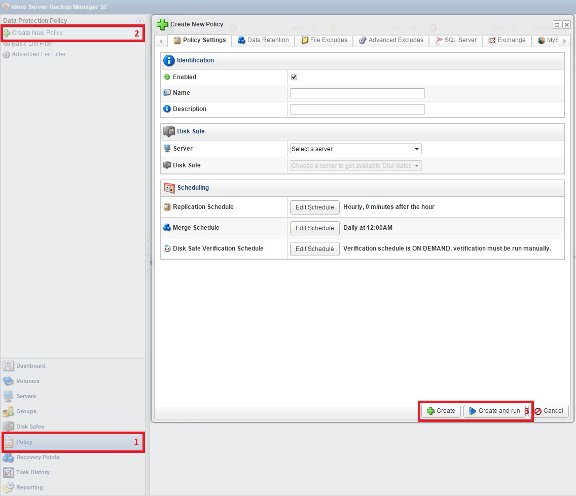 R1Soft_4Create New Policy