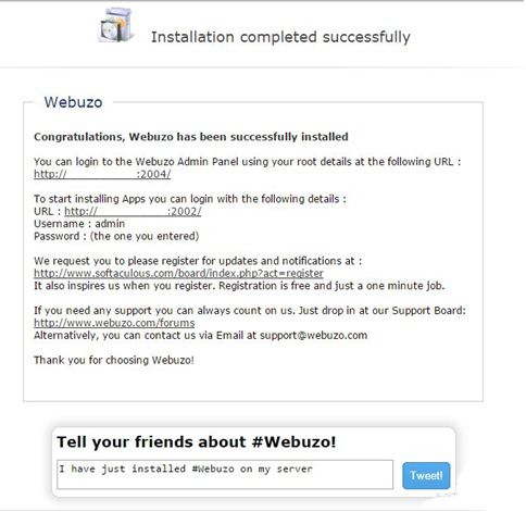 Webuzo Initial Setup Sitevalley Com