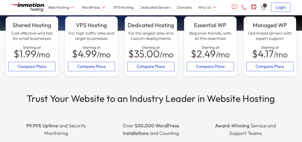 Inmotion Hosting Web Hosting Home Page