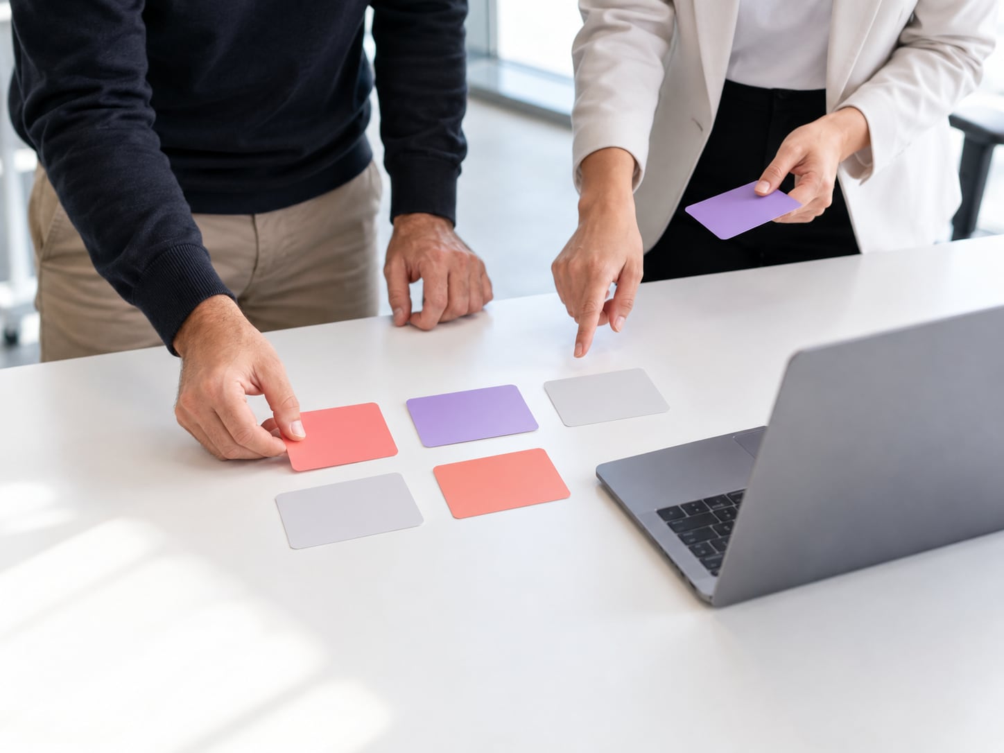 Website team comparing support-tool options with color-coded workflow cards